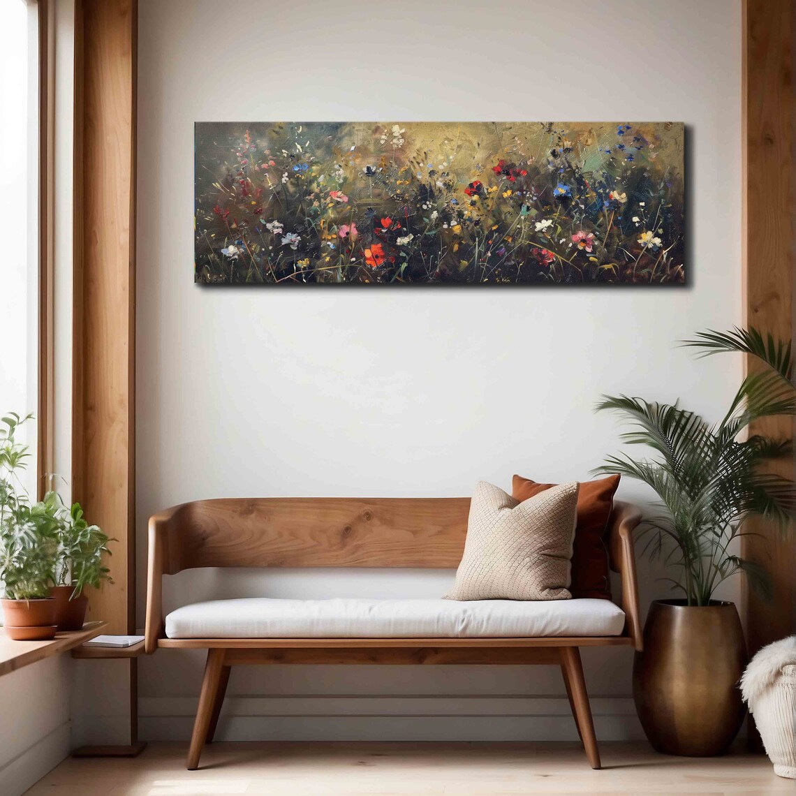 Moody Wildflower Meadow Poppies Cornflowers Impressionist Wall Art - Image 4