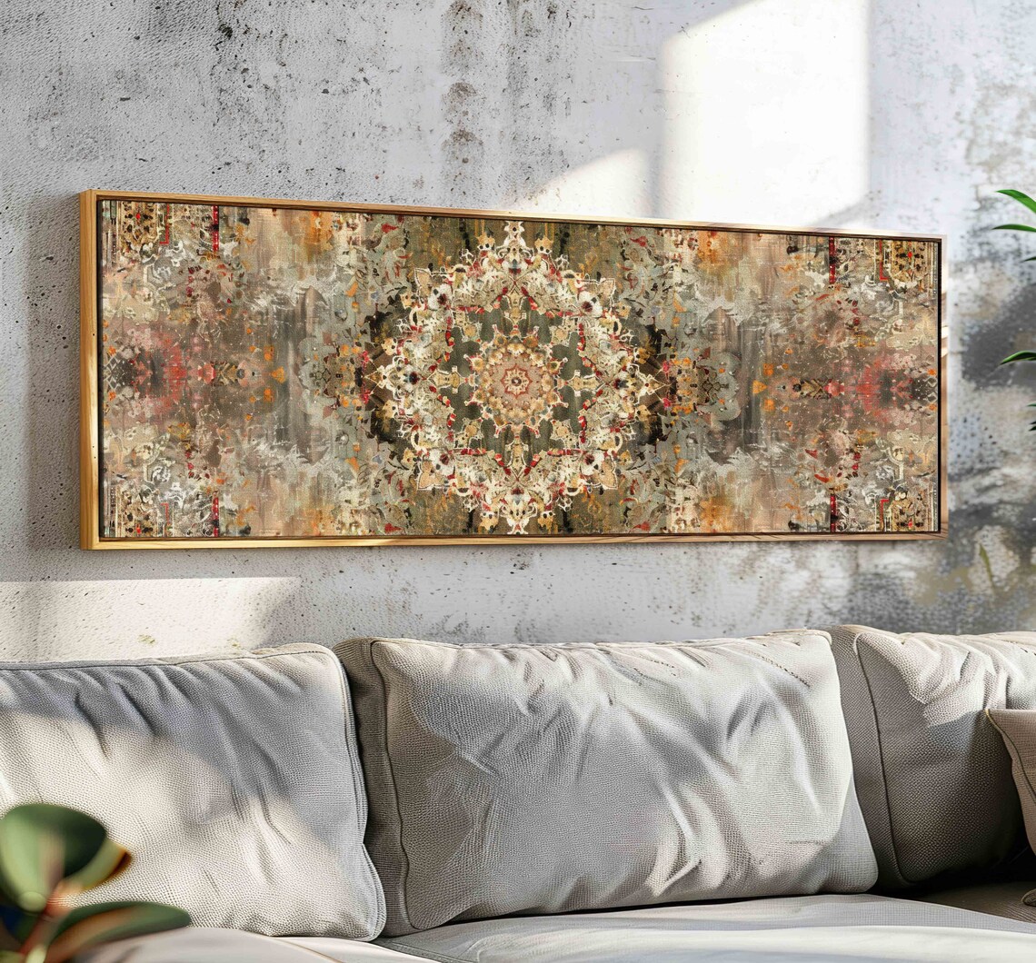 Beige Vintage Tapestry Art Print, Boho Decor