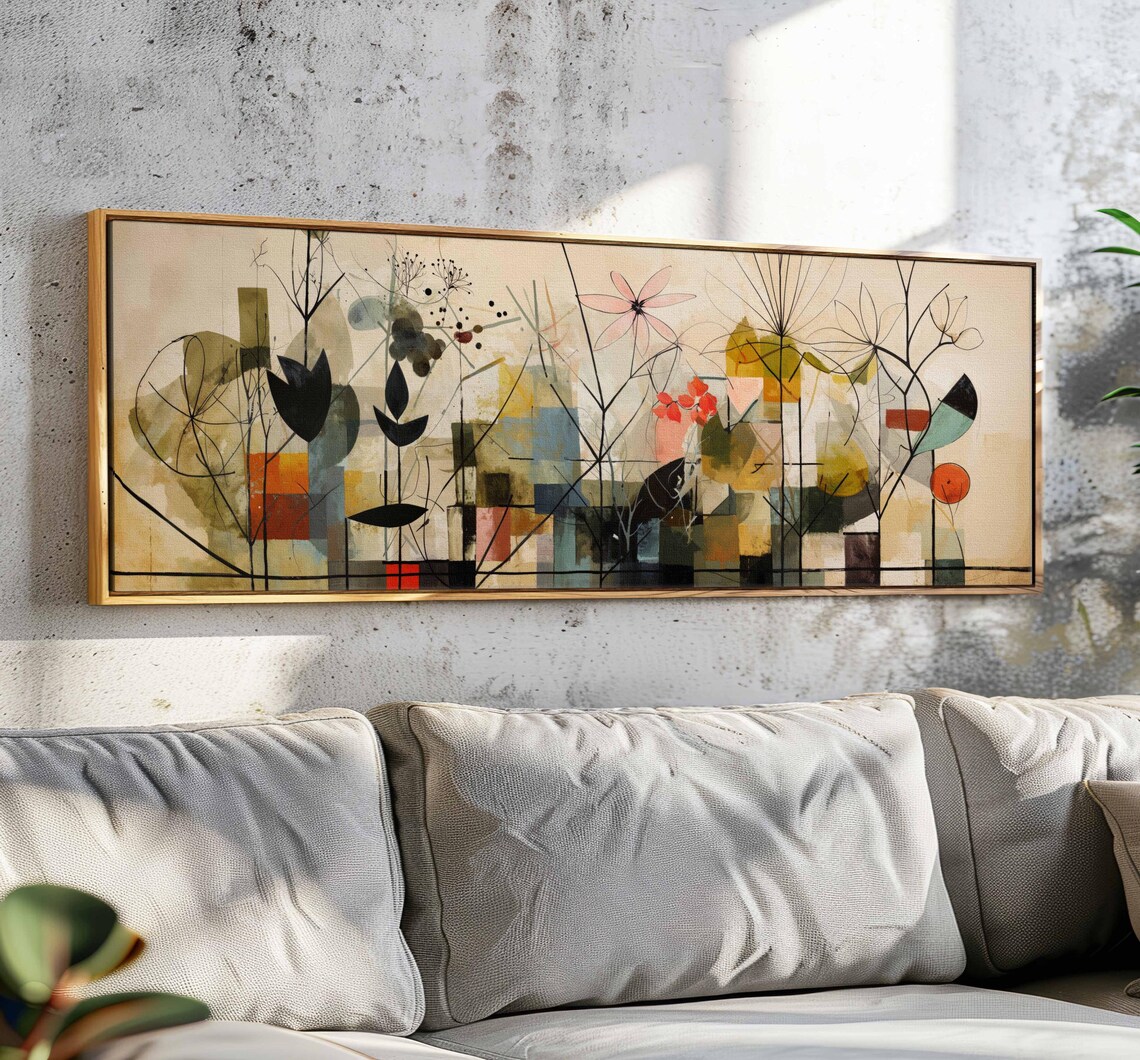 Modern Botanical Floral Wall Art Print, Mid-Century