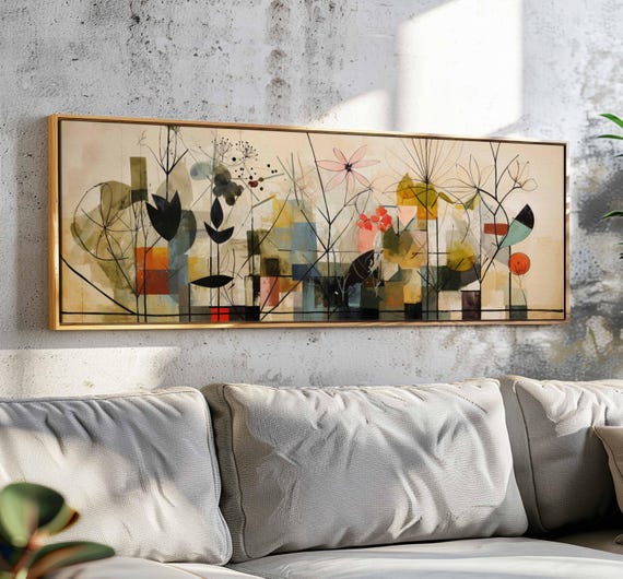 Modern Botanical Floral Wall Art Print, Mid-Century