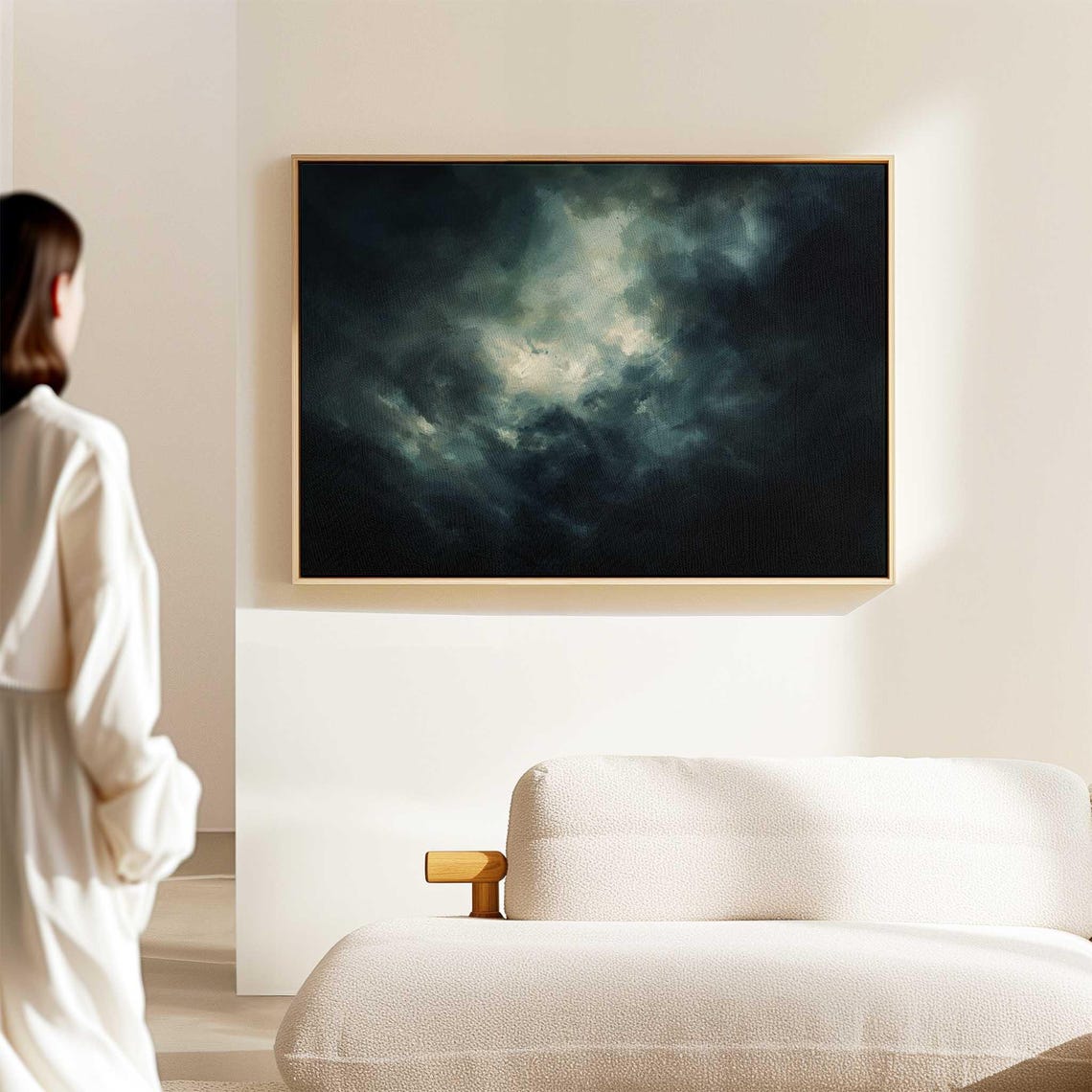 Moody Cloud Wall Art Framed Canvasposter Print Above Bedsofa Decor Minimalist Wall Art Ready To Hang Horizontal Large Wall Art Framed - Image 2