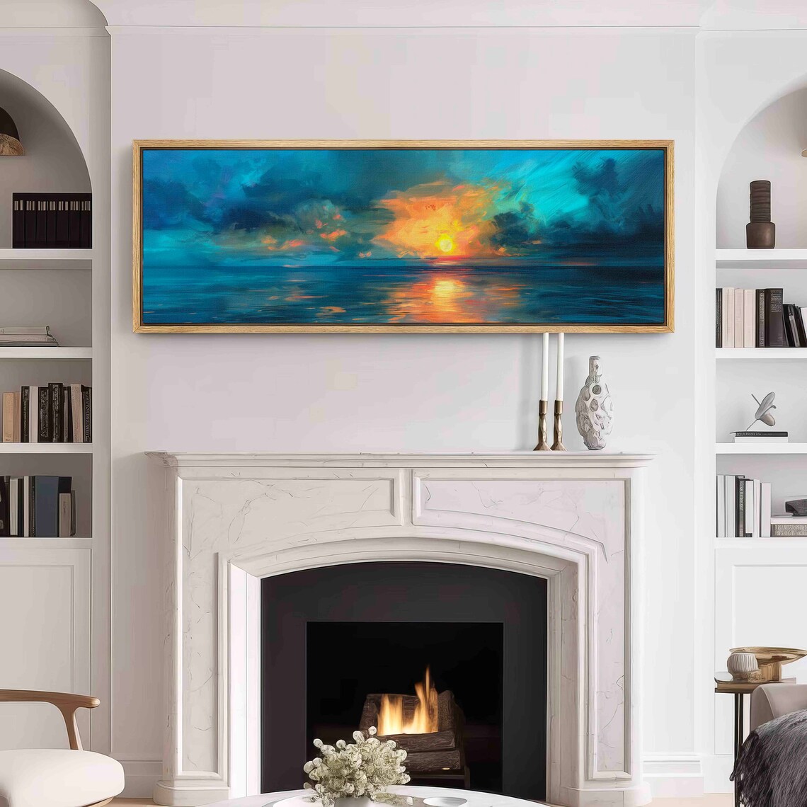 Sunset Over the Calm Ocean Vintage Seascape Art Print - Image 4