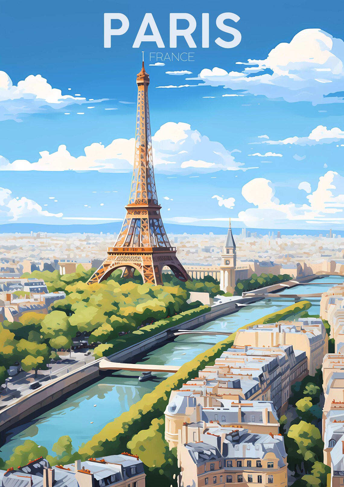 Paris Minimalist Travel Poster, Eiffel Tower Art Print - Image 2