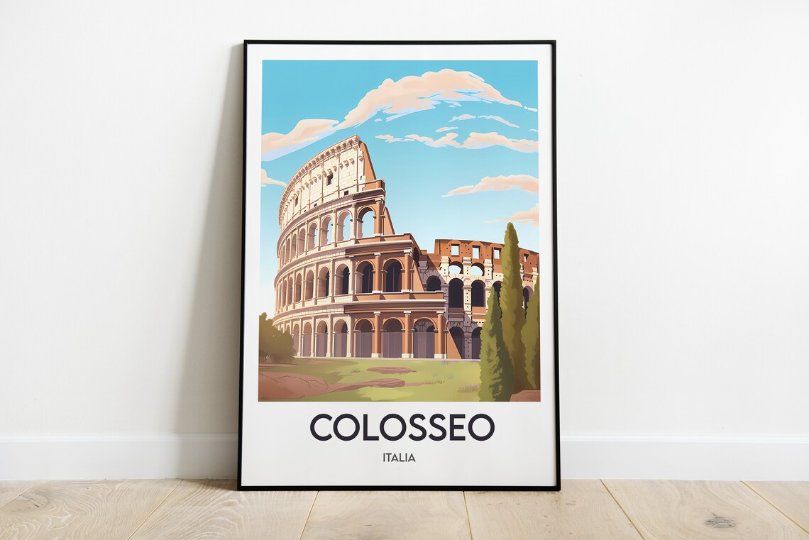 Colosseo Italy Ancient Roman Colosseum Landmark Travel Poster