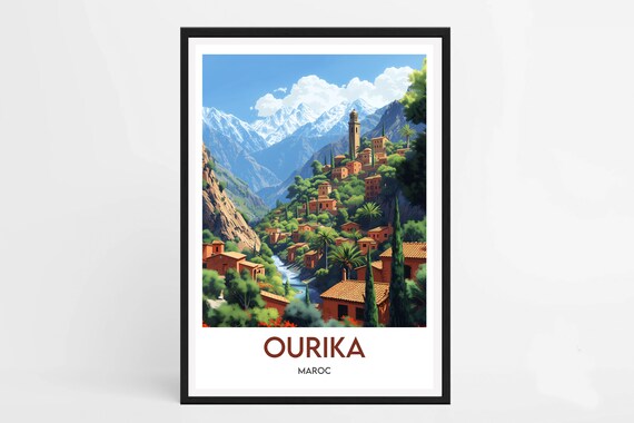 Ourika Morocco Travel Poster, Cultural Wall Art