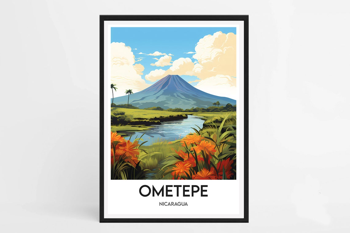 Ometepe Framed Poster Ometepe Frame Illustration Ometepe Nicaragua Frame Poster