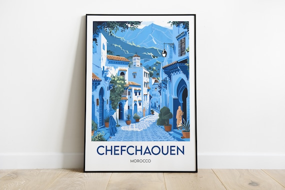 Chefchaouen Poster Art Print Morocco Print Morocco Wall Art