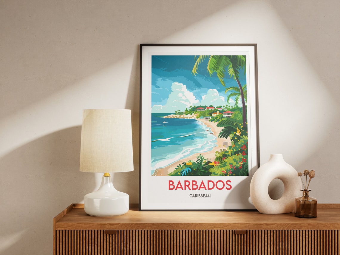Barbados Caribbean Tropical Beach Coastline Paradise View Poster - Image 2