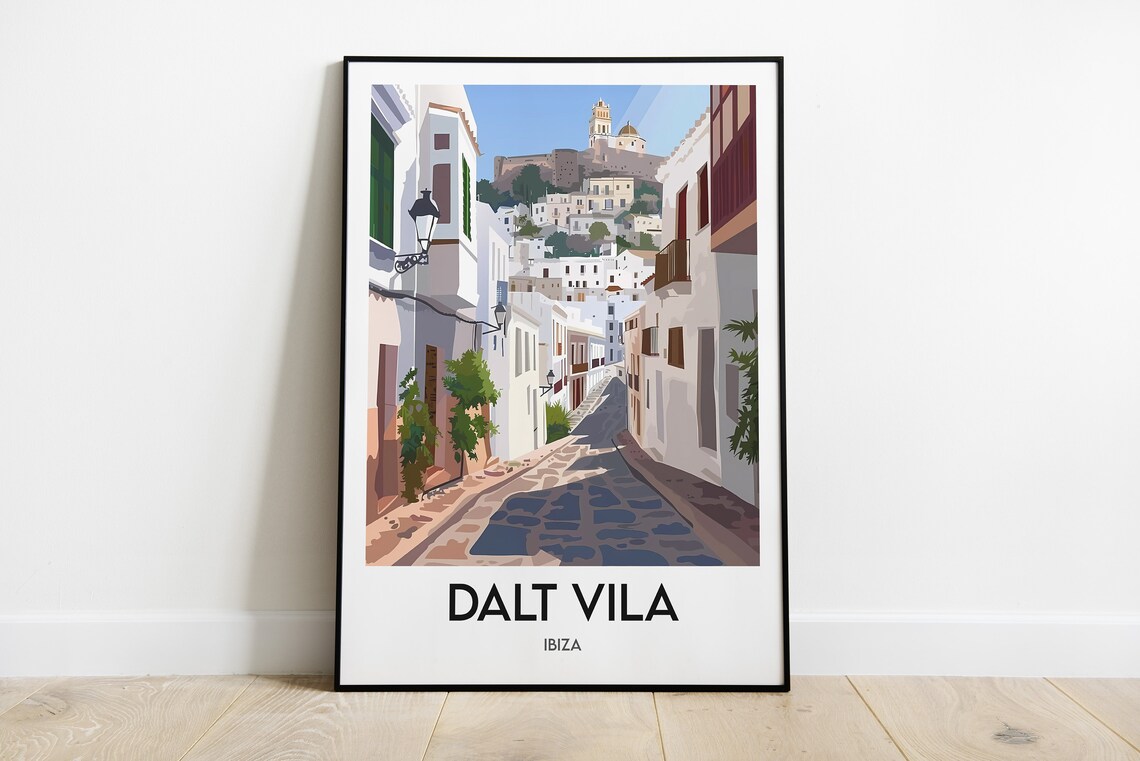 Dalt Vila Ibiza Cobblestone Street Old Town Alleyway Travel Poster