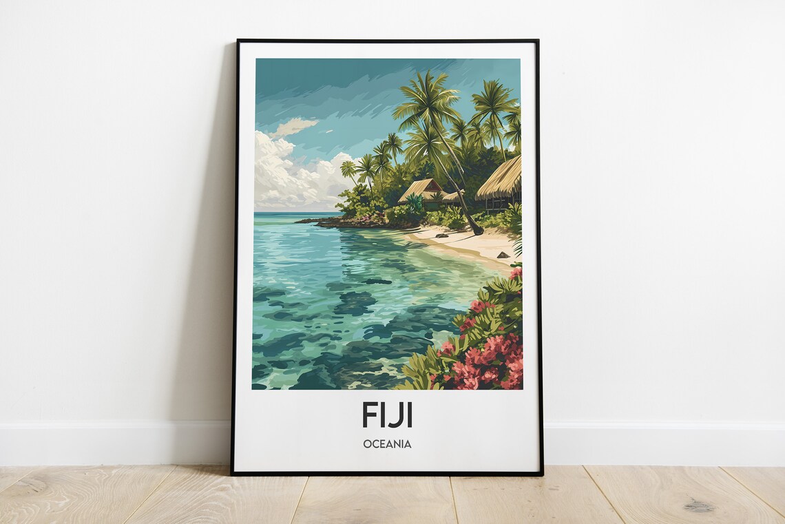 Fiji Oceania Illustration Travel Poster, Gift For Traveler