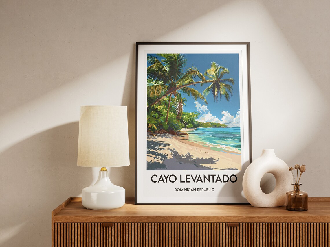Cayo Levantado Palm Beach Caribbean Dominican Republic Travel Poster - Image 2