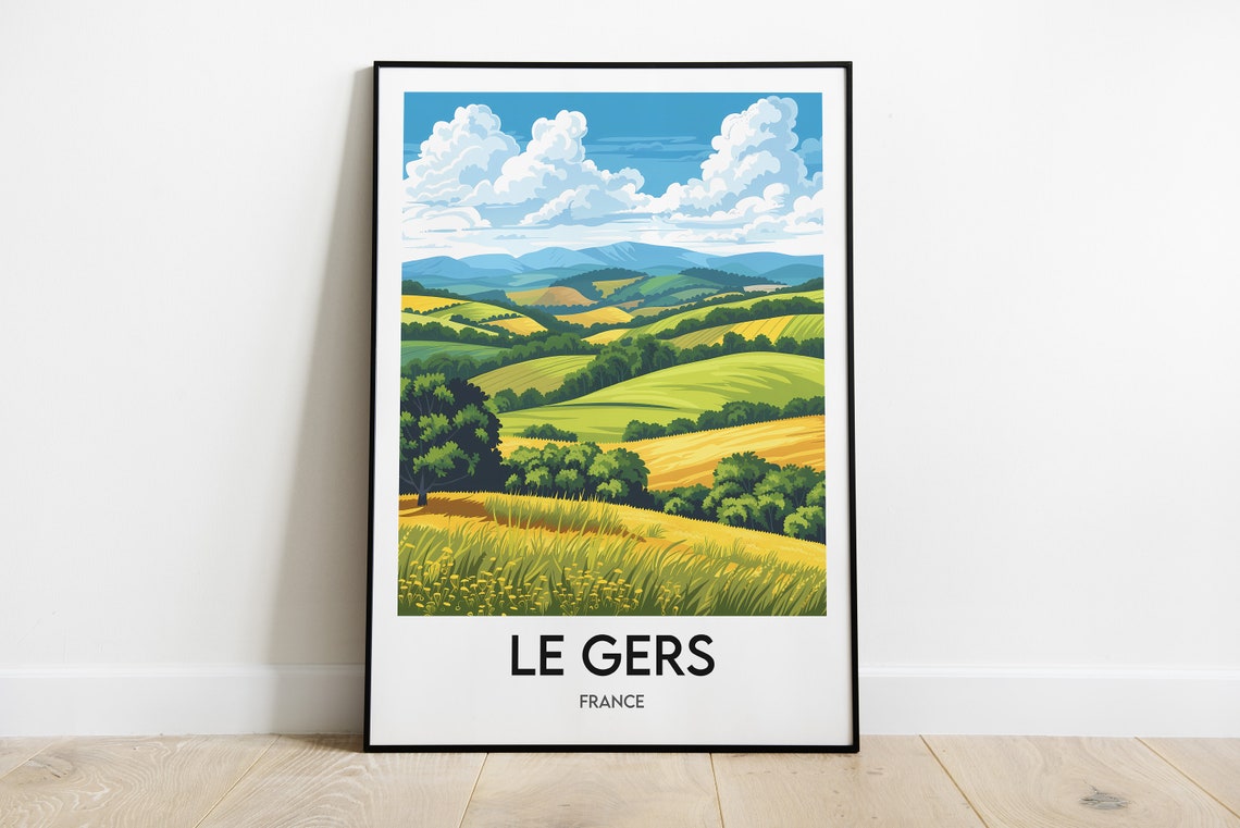 Le Gers France Rolling Green and Golden Countryside Classic Poster