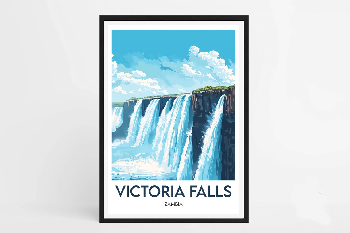 Victoria Falls Zambia Powerful Waterfall Cascades Classic Poster