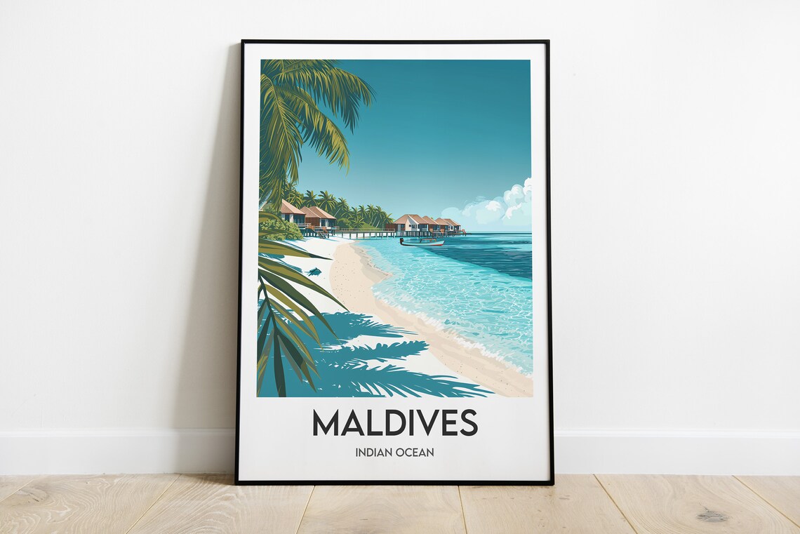 Maldives Indian Ocean Travel Poster, Travel Print