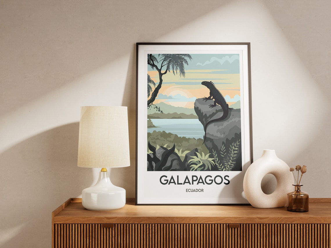Galapagos Poster Illustration Frame Wall Art Home Decor Ecuador - Image 2