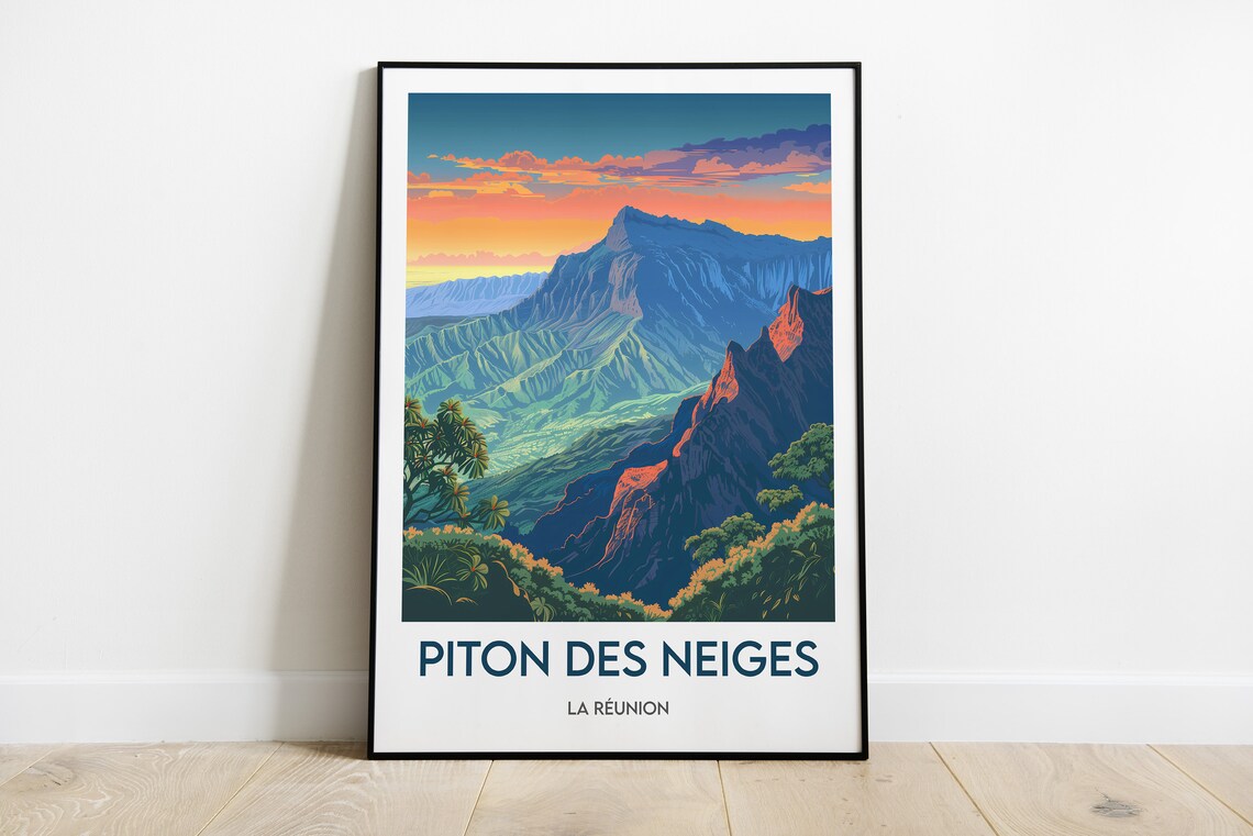 Piton Des Neiges Reunion Travel Poster Print