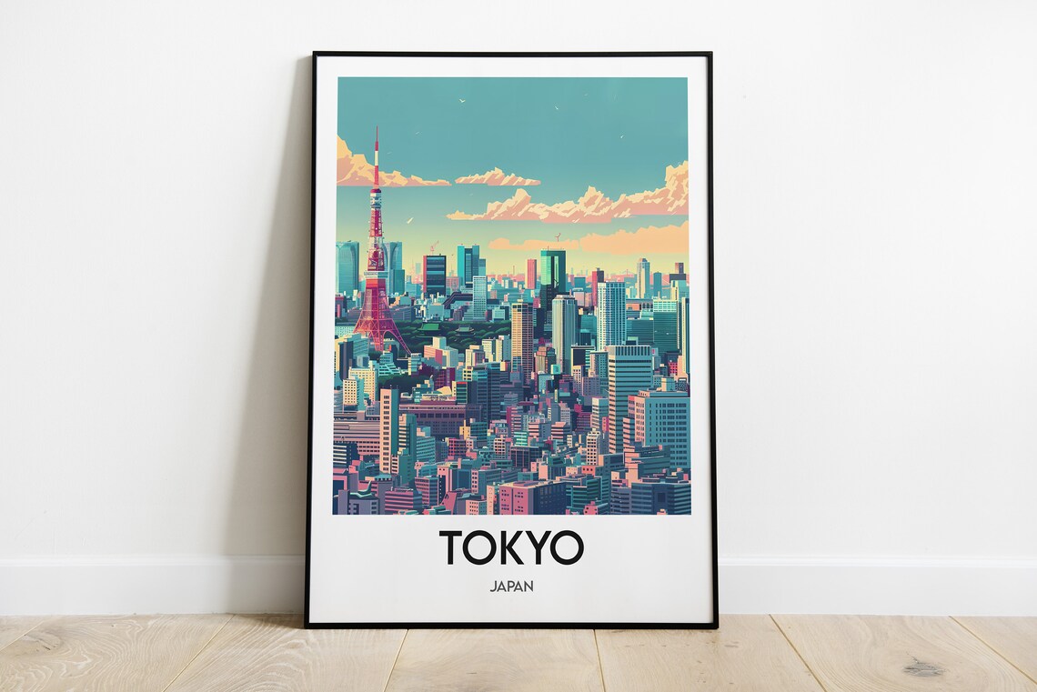 Tokyo Japan City Skyline Tokyo Tower Sunset Skyscraper Poster