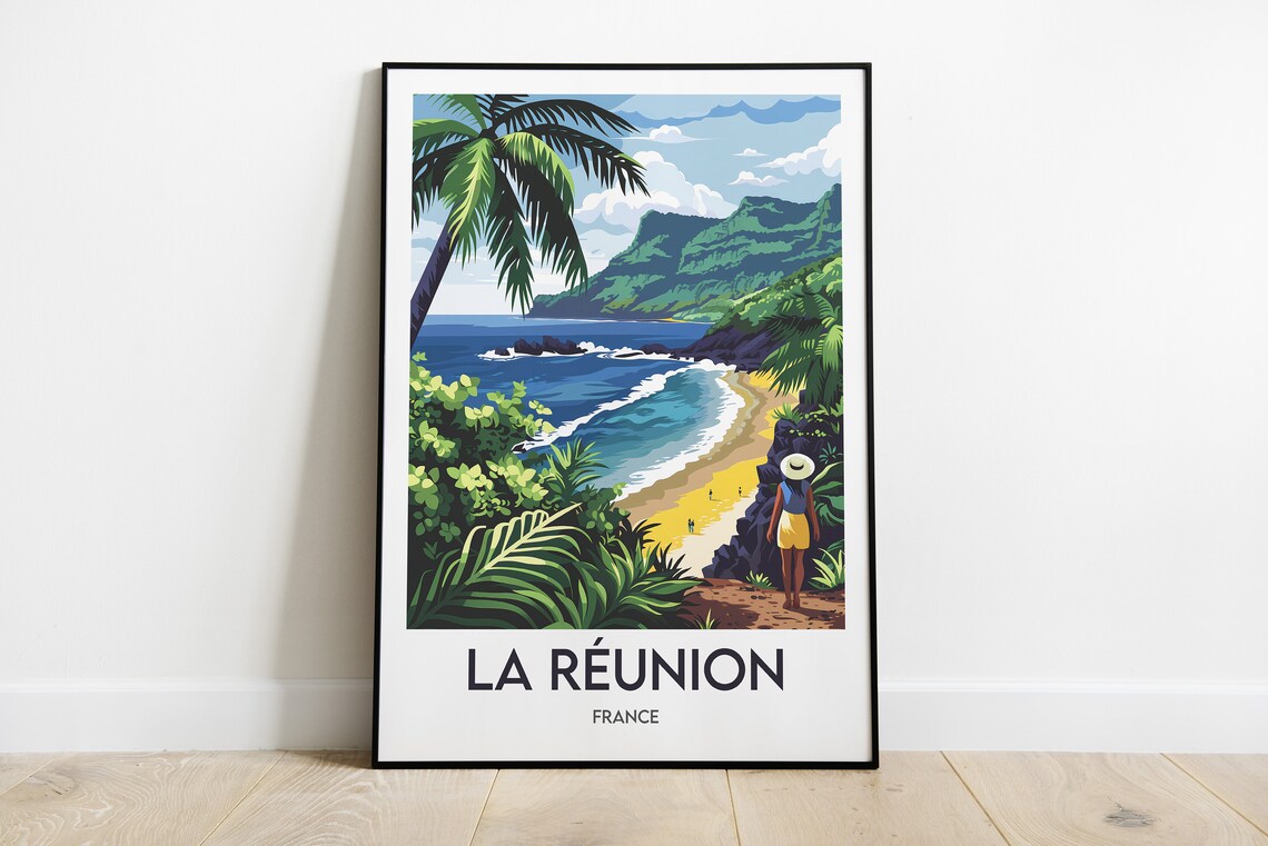 Reunion Island France Travel Poster, Europe