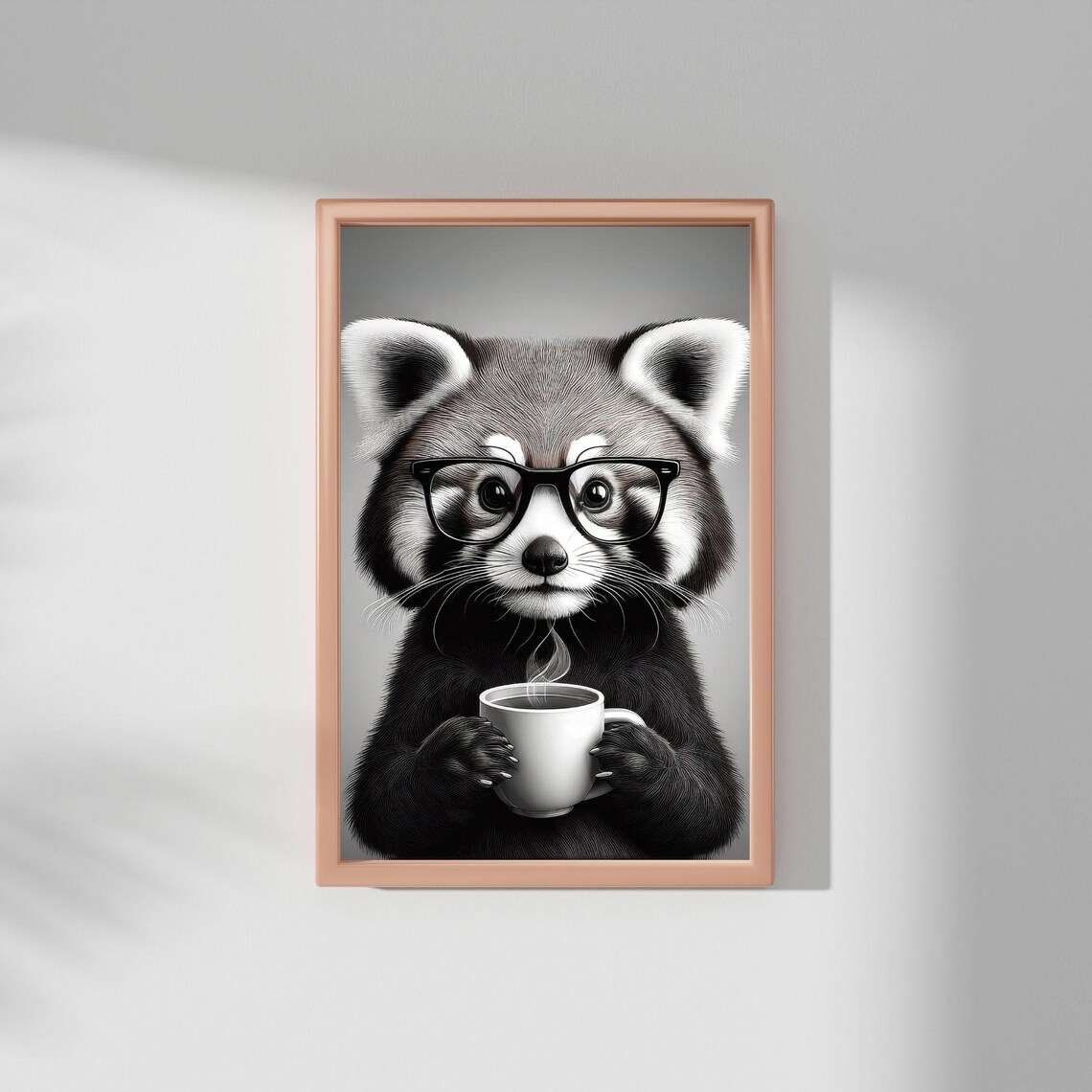Panda Animal Drinking Coffee, Vintage Poster - Image 3