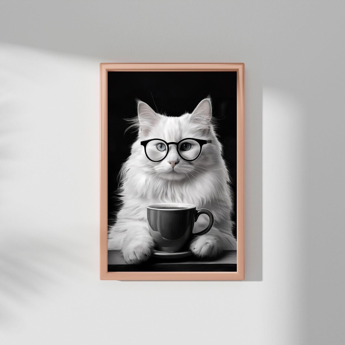 Cat Drinking Coffee, Coffee Lover Vintage Poster - Image 3