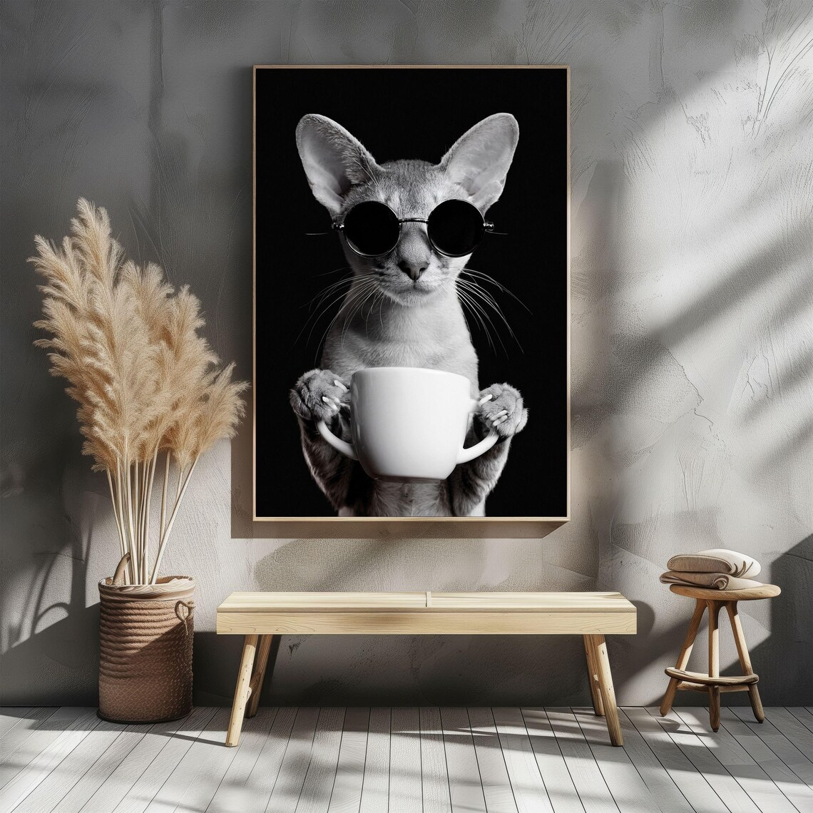Cat Drinking Coffee, Vintage Coffee Lover Poster - Image 5