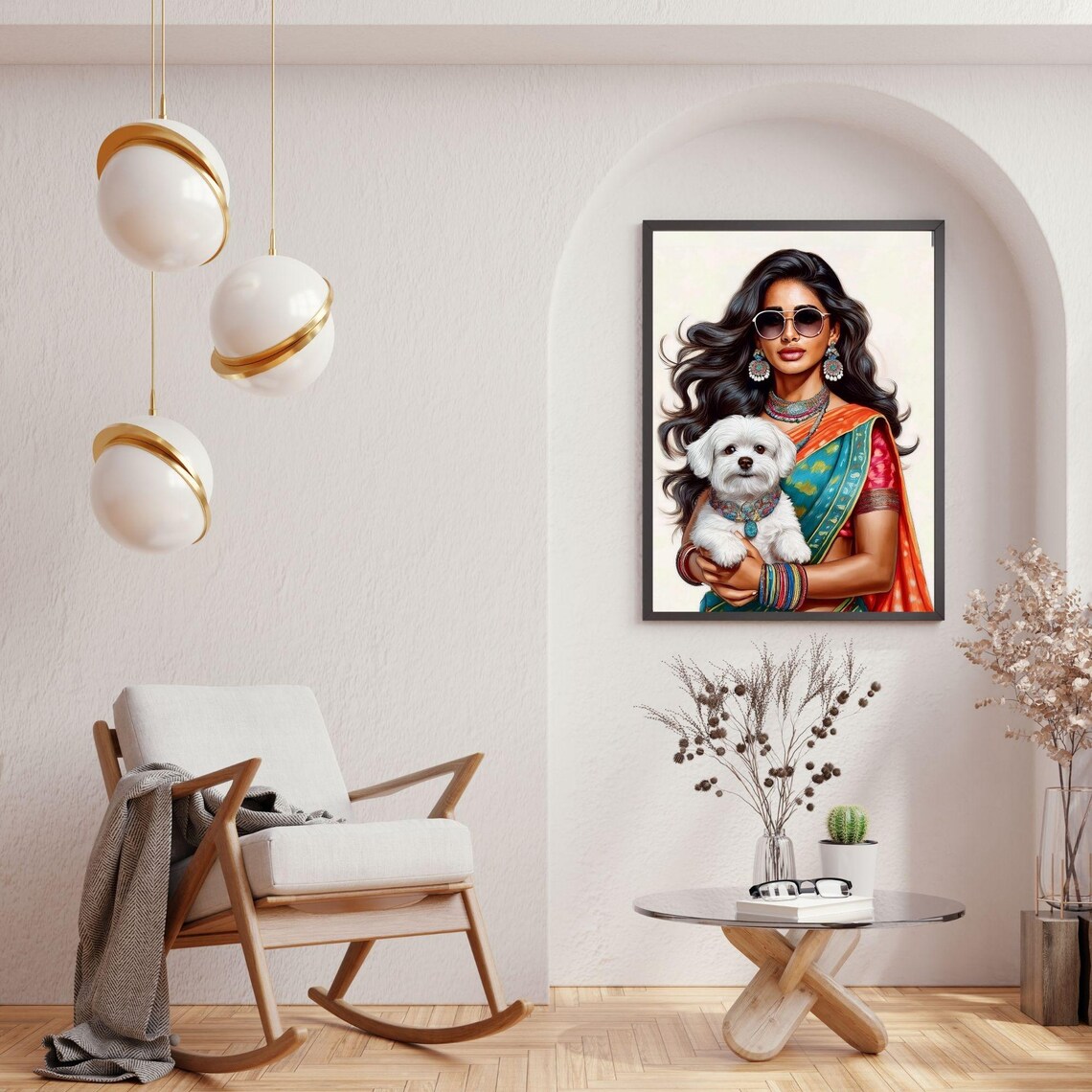 Modern Indian Woman With Dog, Indian Pop Art Poster - Image 3