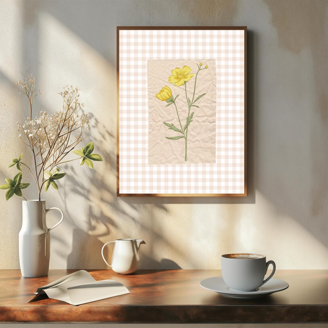 Vintage Yellow Floral Illustration, Botanical Decor - Image 4