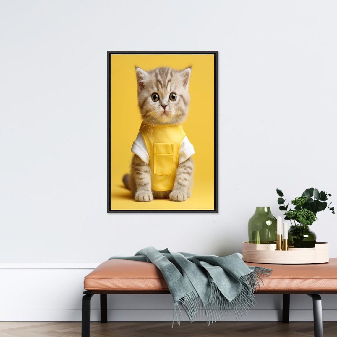 Cute Cat Modern Glass Art, Baby Room Decor - Image 3