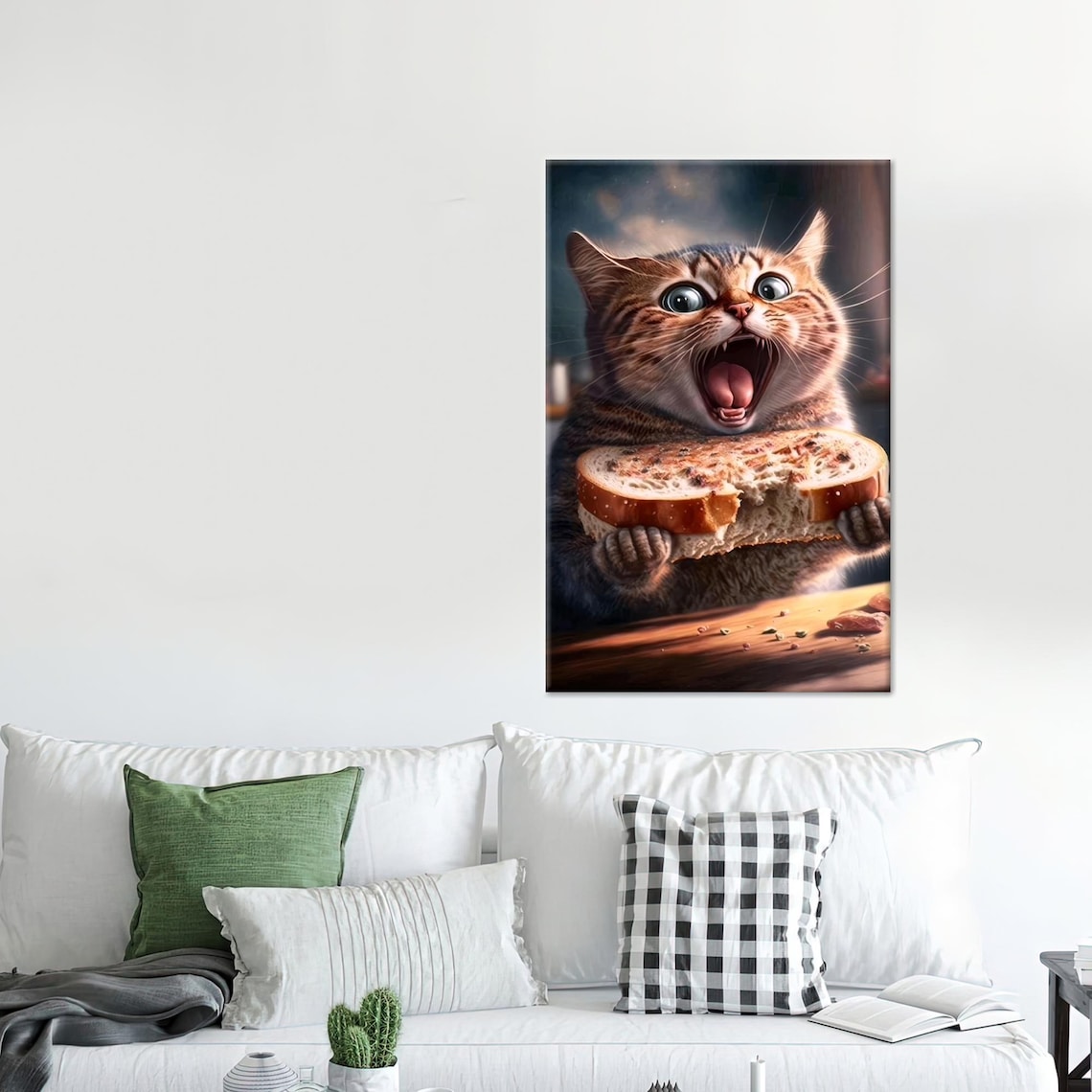Cute Cat Art, Animal Gift Kitchen Decor