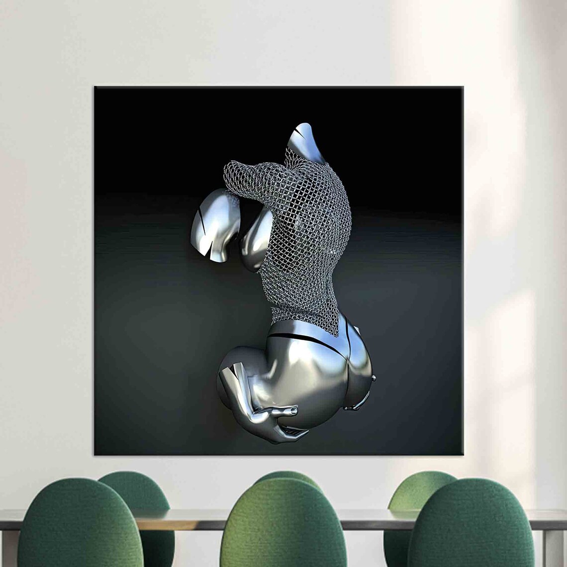 Metallic Couples Art, Abstract Modern Artwork