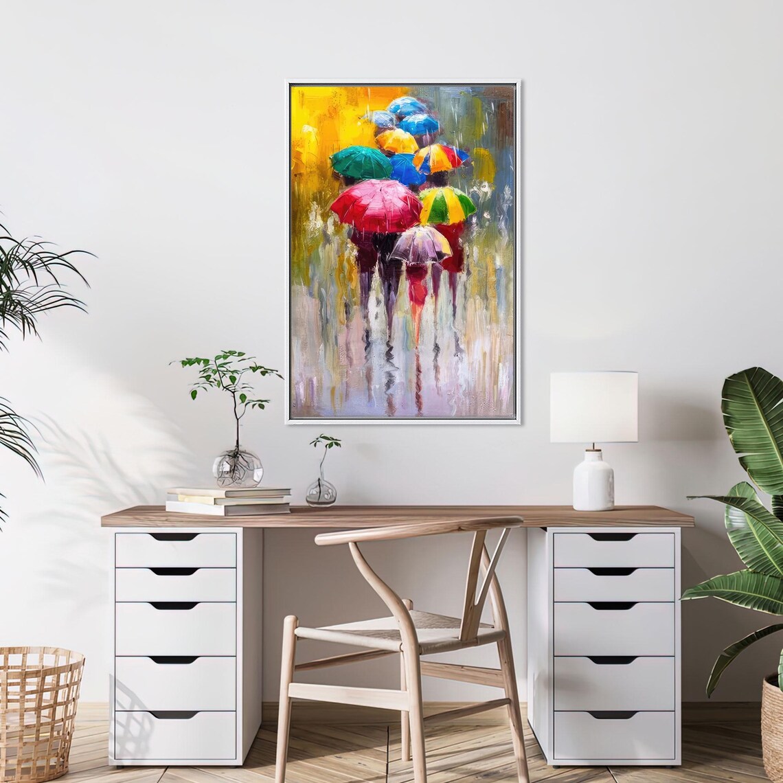 People With Umbrella, Modern Bedroom Decor - Image 2