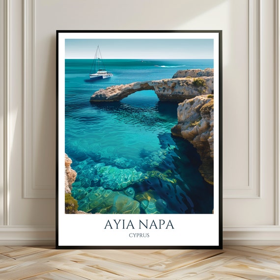 Travel Poster Ayia Napa Art Print Of Cypruss Bridge Of Love Gift For Globetrotters