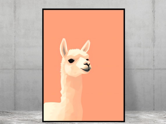 Alpaca Print Modern Minimal Art Home Poster Office Kitchen Quirky Animal