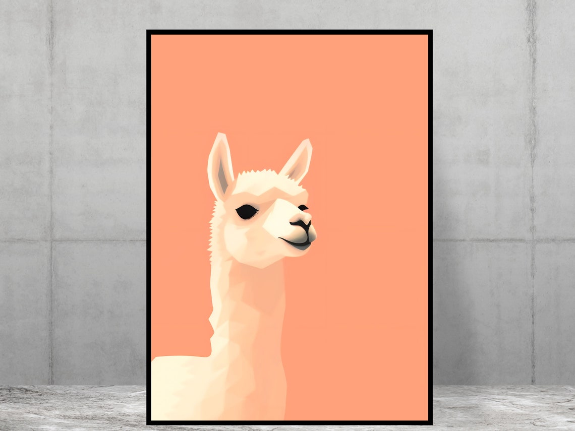 Alpaca Print Modern Minimal Art Home Poster Office Kitchen Quirky Animal