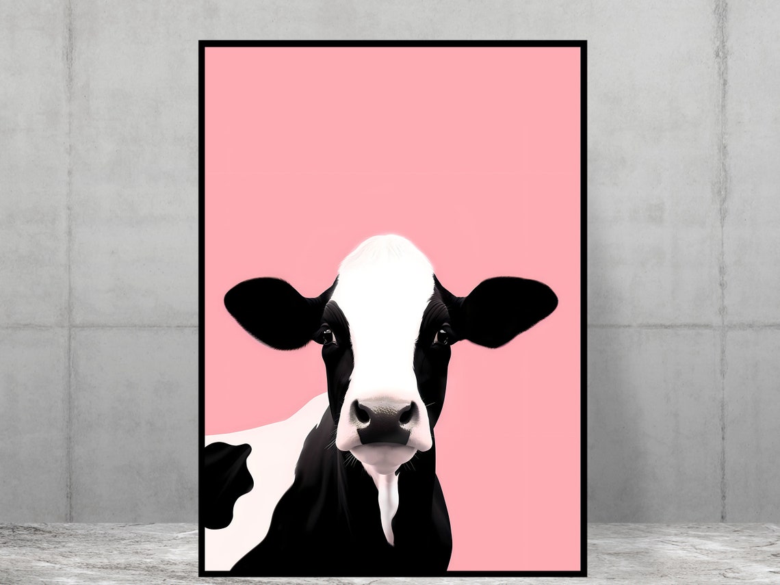 Cow Modern Minimal Art Print Home Poster Office Kitchen Quirky Animal