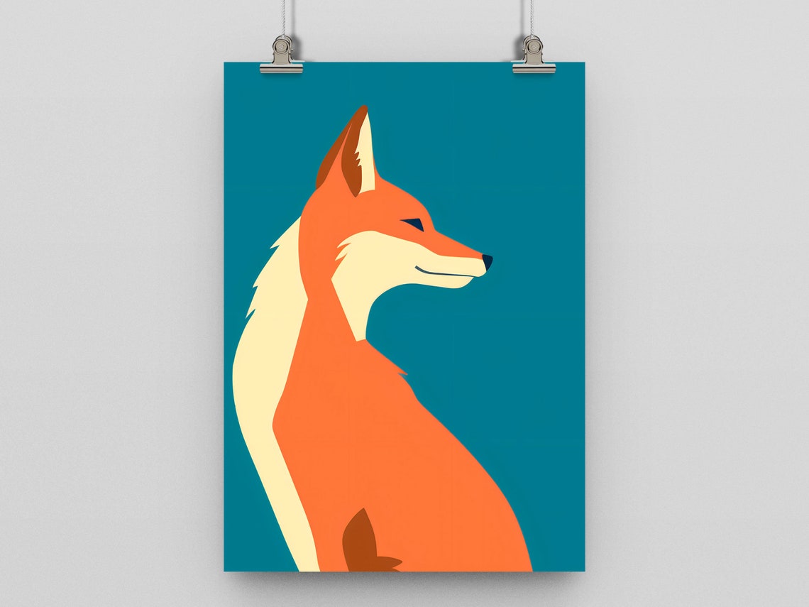 Fox Print, Modern Minimalist Animal Art