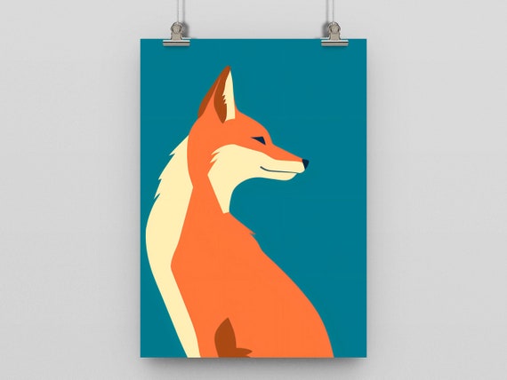 Fox Print, Modern Minimalist Animal Art
