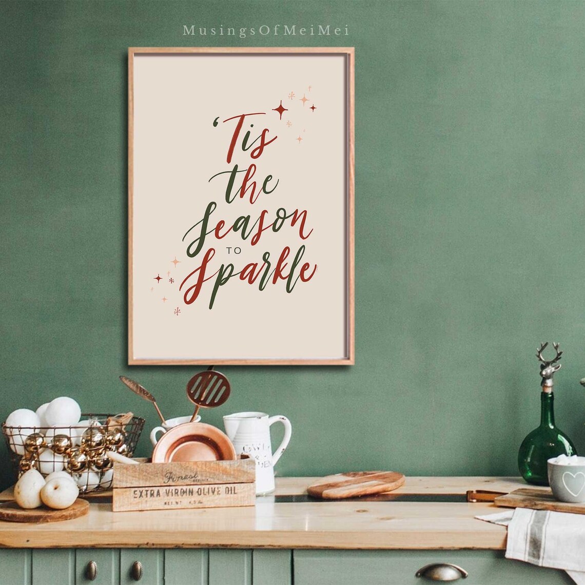 Tis the Season to Sparkle Calligraphy Elegant Holiday Poster - Image 2