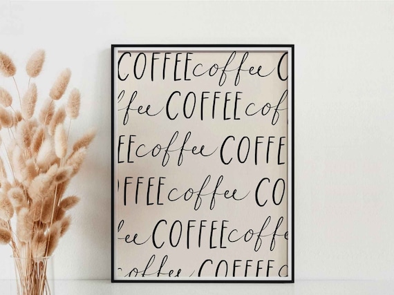 Coffee Typography Repeat Kitchen Quote Minimalist Decor Poster