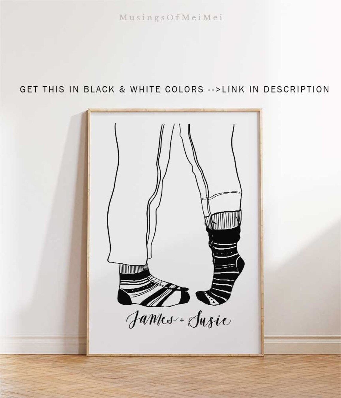 Personalized Couple Portrait Minimalist Wall Art - Image 2
