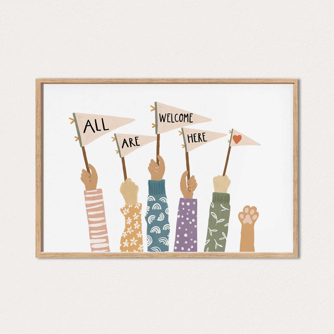 All Are Welcome Here Classroom Diversity Art Print