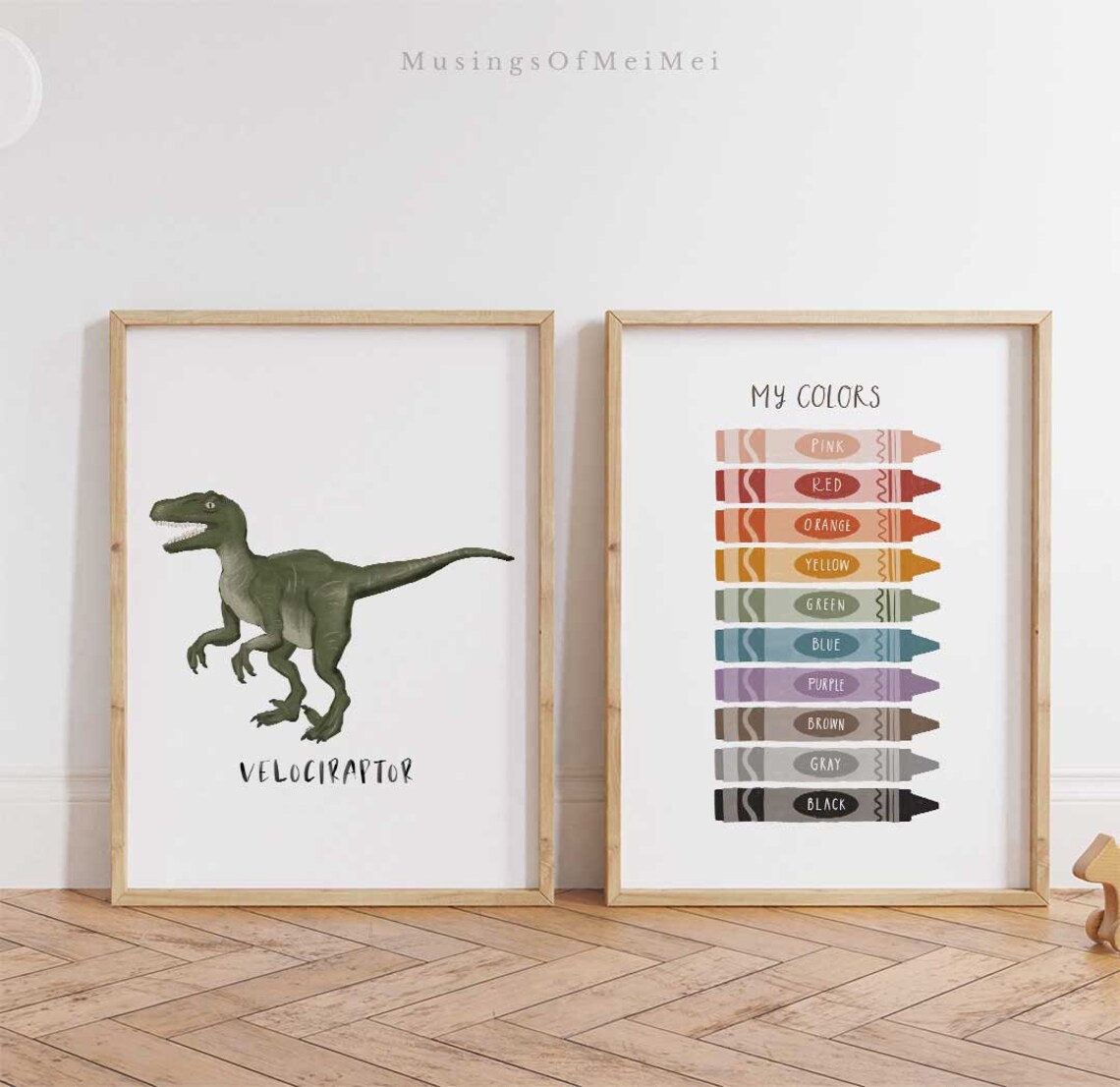 Velociraptor Dinosaur Illustration Bold Kids Bedroom Prehistoric Dino Poster - Image 3