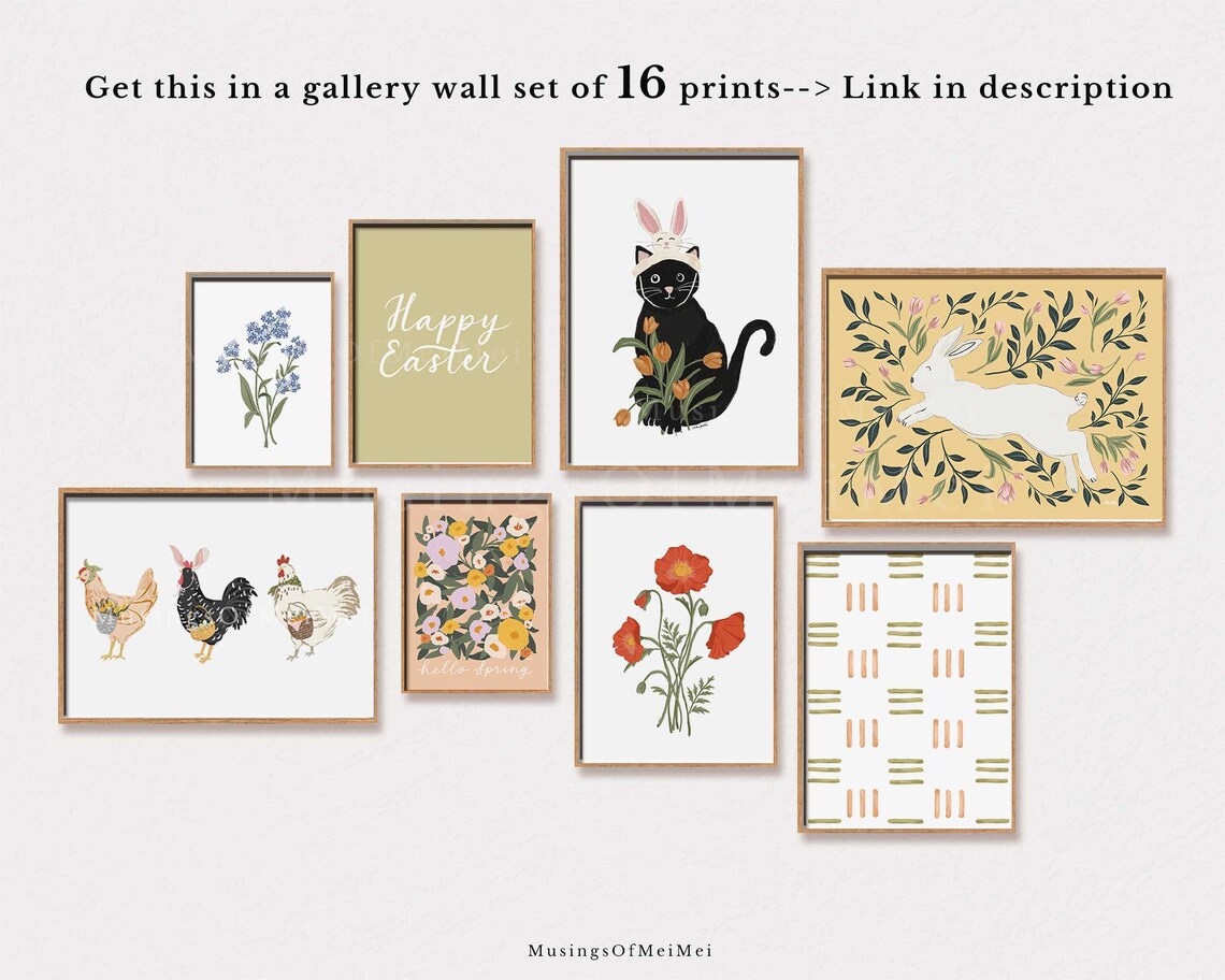 Easter Cat Decor, Cute Cat Nursery Art Print - Image 3