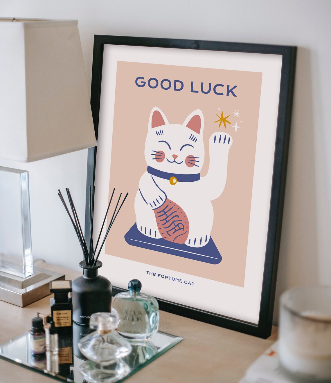 Fortune Cat Lucky Cat Quote Poster, Cat Home Decor - Image 4