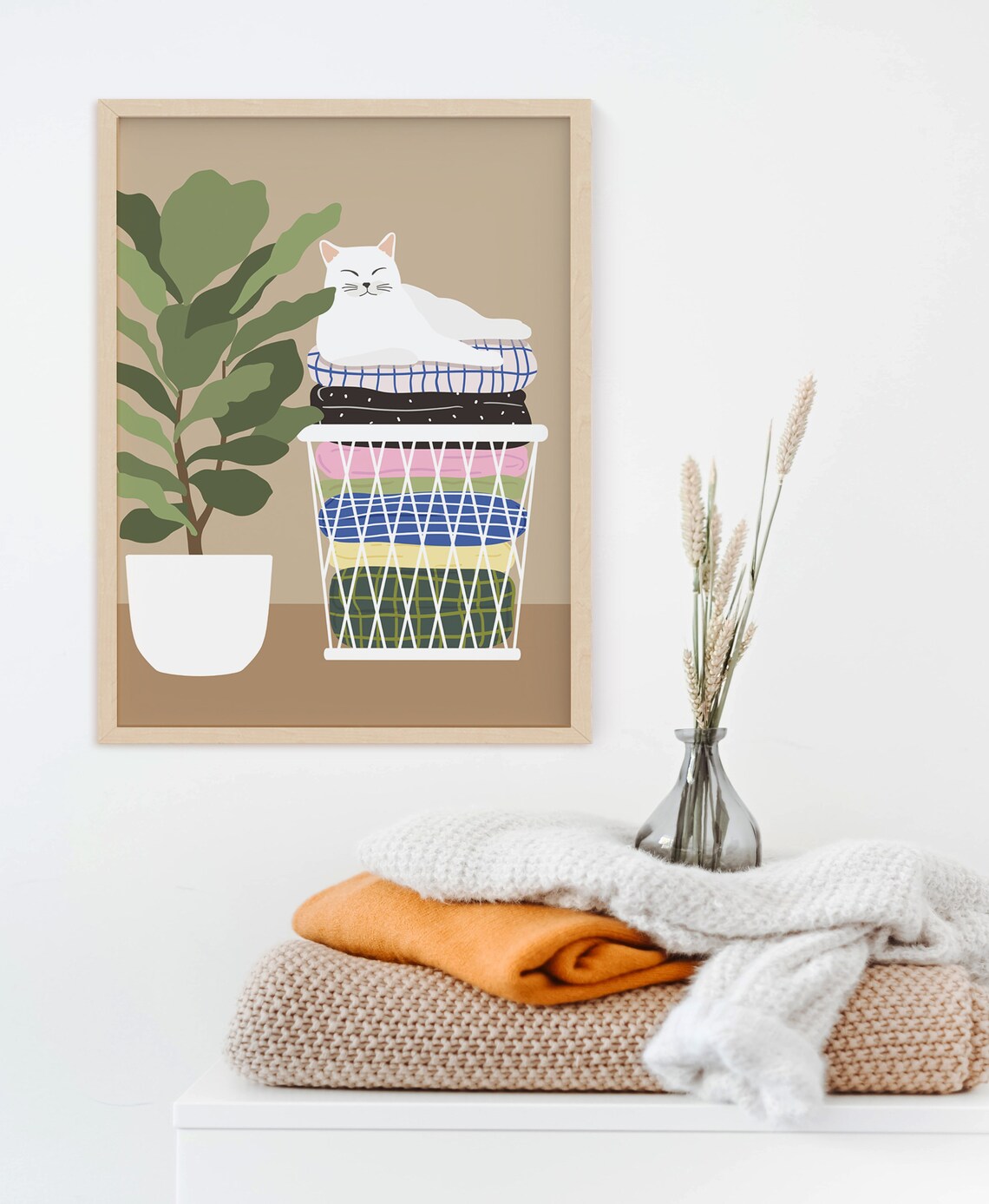 Laundry And Cat Art Print, Laundry Room Decor - Image 2