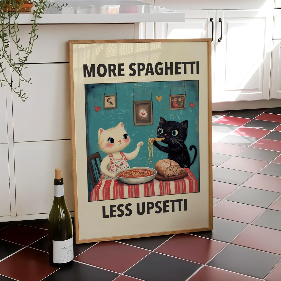 More Spaghetti Less Upsetti Cat, Retro Diner Kitchen