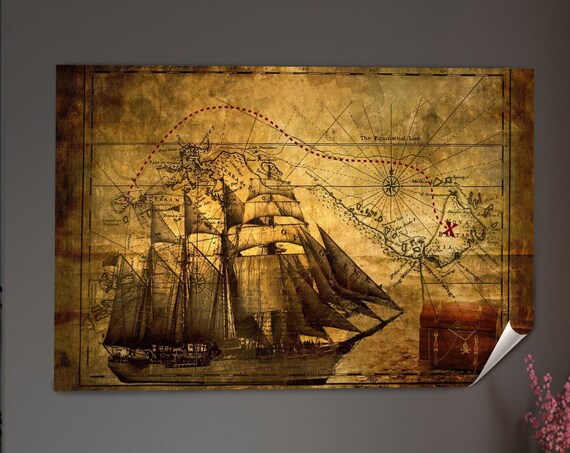 Vintage Pirates Treasure Map Travel Poster