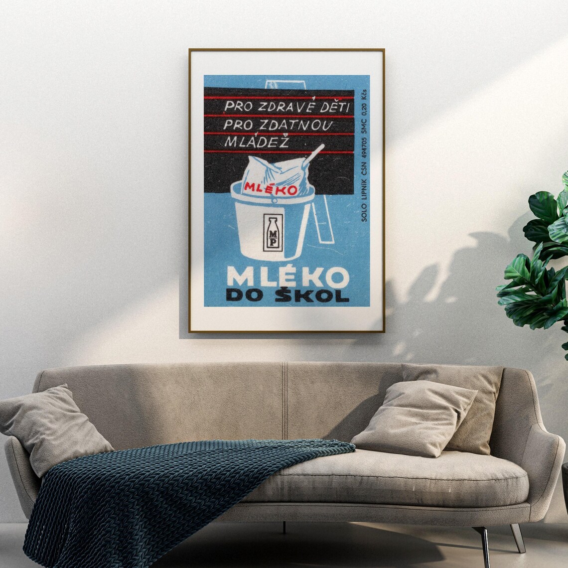 Milk for Healthy Children Czech Vintage Matchbox Label Art Poster - Image 3