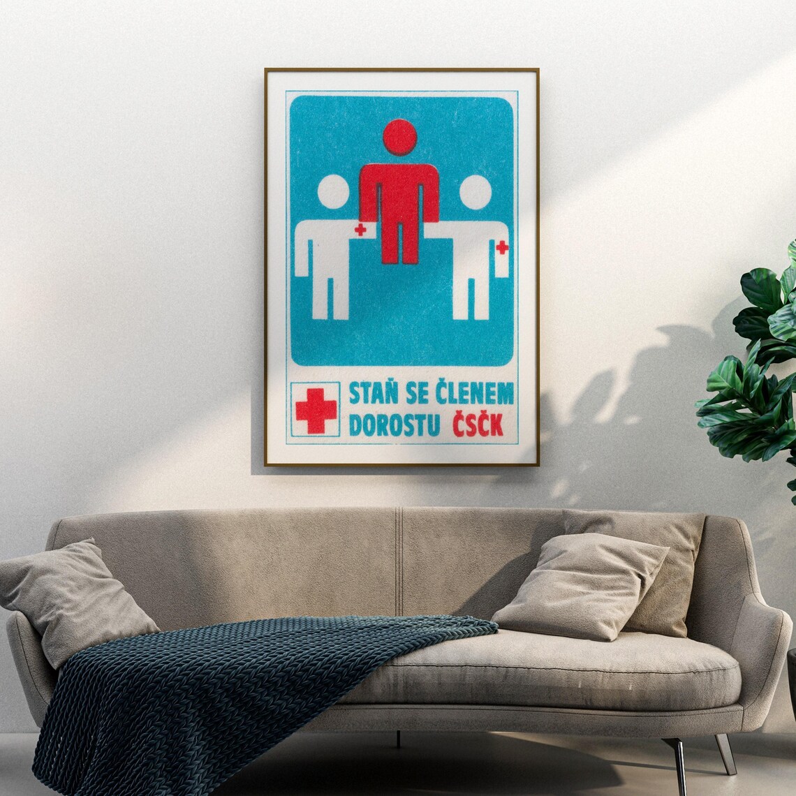 Czech Red Cross Youth Membership Retro Matchbox Label Art Poster - Image 3
