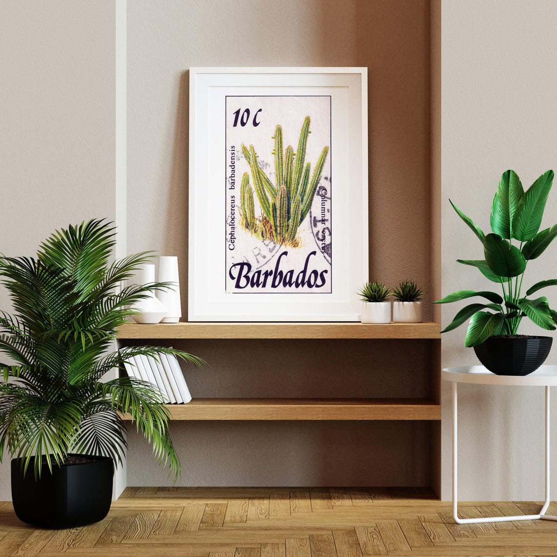 Barbados Columnar Cactus Vintage Postage Stamp Botanical Art Poster - Image 2